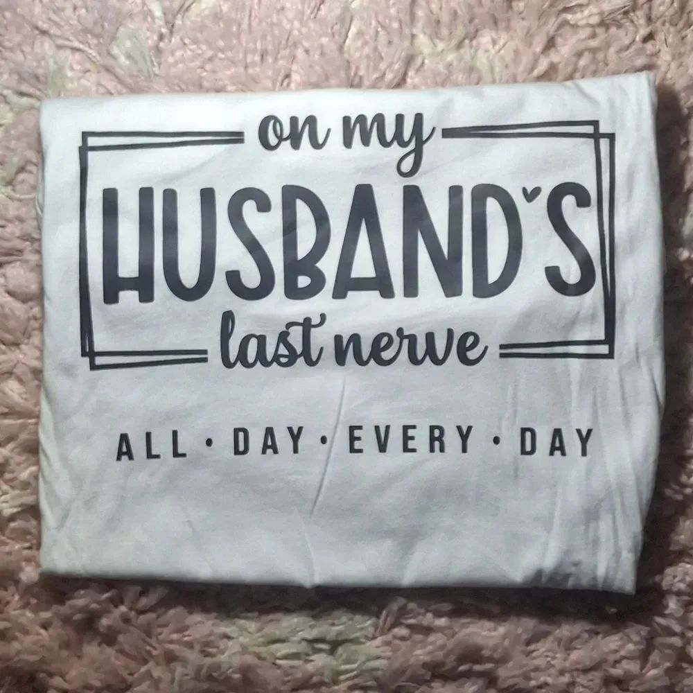 On My Huband's Last Nerve Tee In White And Yellow